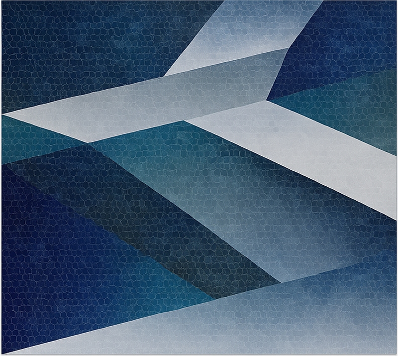 Alfombra vinilo salón diseño de fragmentos azules - TenVinilo