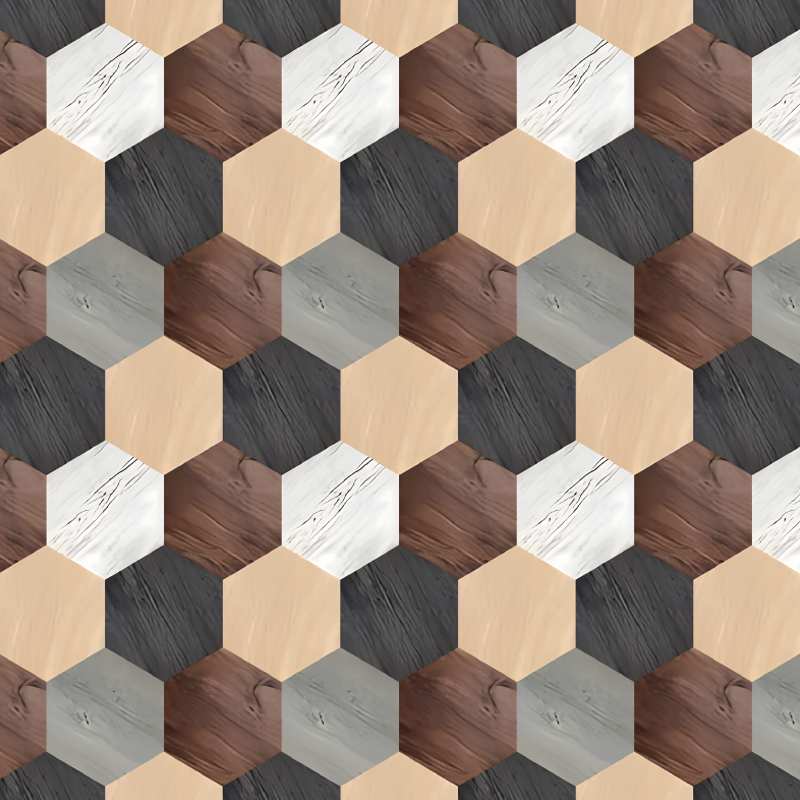 Alfombra vinilo cocina hexágonos de madera mixta - TenVinilo