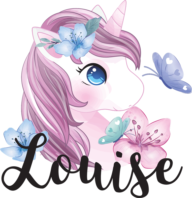 Alfombra vinílica animales unicornio de ojos grandes con mariposa - TenVinilo