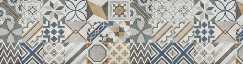 Alfombra vinilo cocina patchwork geométrico ecléctico - TenVinilo