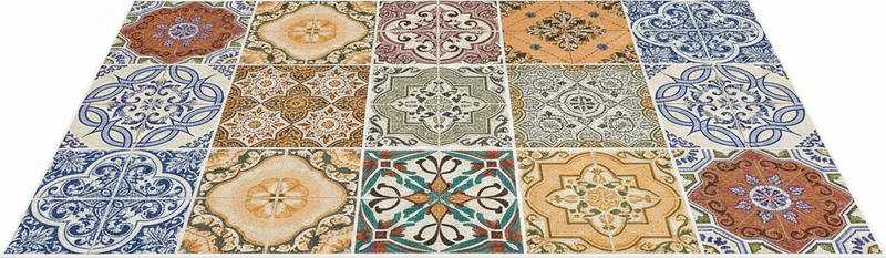 Alfombra vinilo cocina mosaico mediterráneo ecléctico - TenVinilo