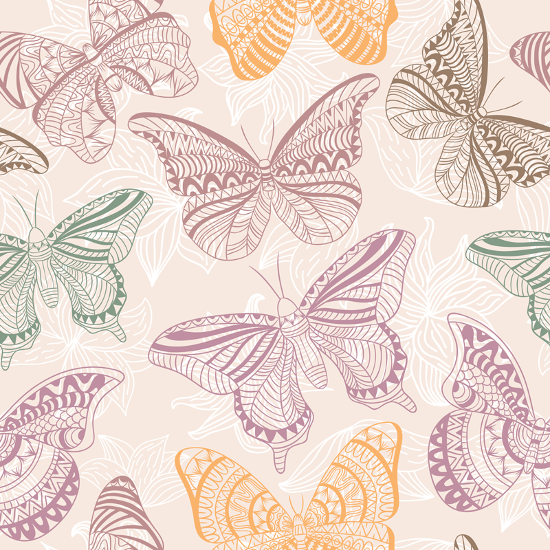 Alfombra vinílica animales mariposas ornamentales - TenVinilo