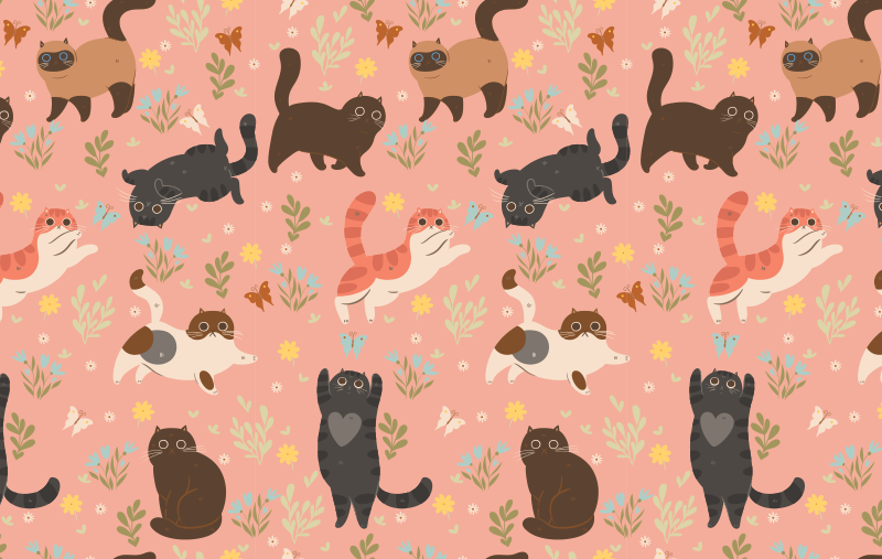Alfombra vinílica animales patrón de gatos - TenVinilo