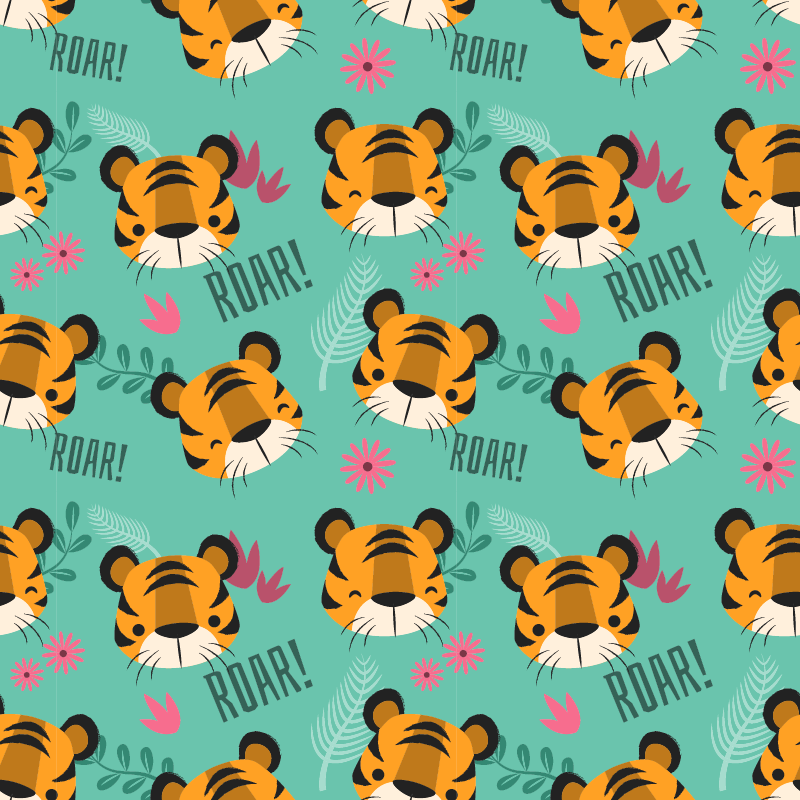 Alfombra vinílica animales tigres bebés rugiendo - TenVinilo