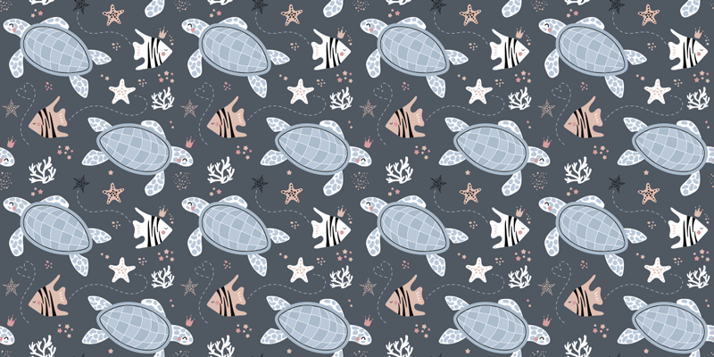 Alfombra vinílica animales tortugas y peces marinos - TenVinilo
