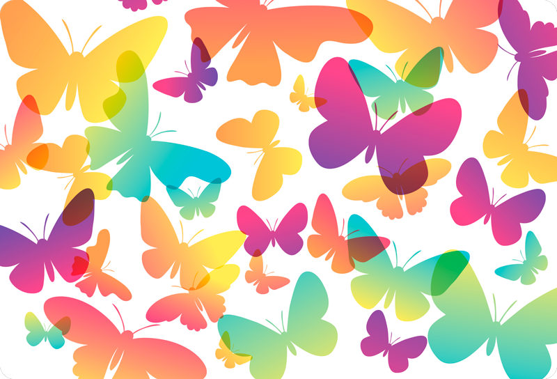 Alfombra vinílica animales mariposas en degradado - TenVinilo