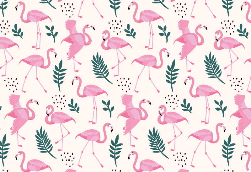 Alfombra vinílica animales patrón de flamencos y hojas - TenVinilo