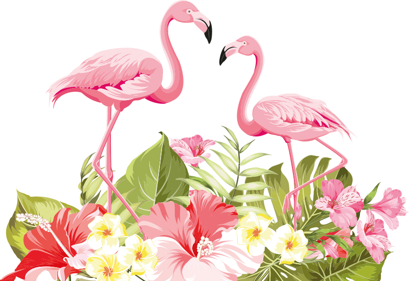 Alfombra vinílica animales flor tropical flamenco - TenVinilo
