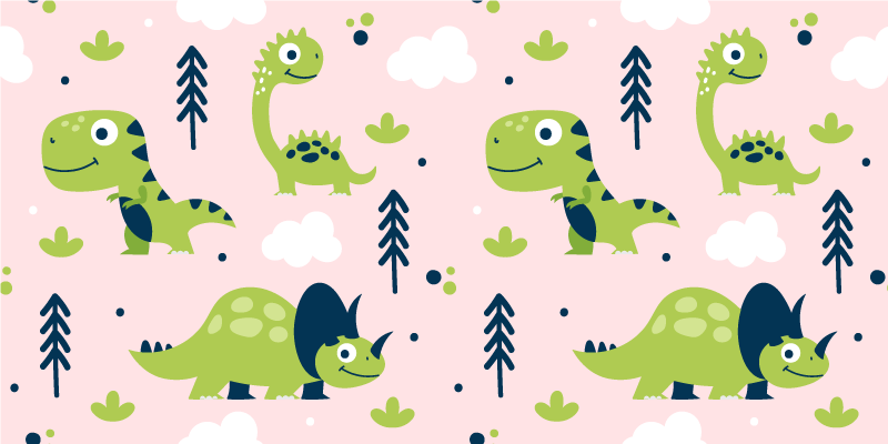 Alfombra vinílica animales dinosaurios verdes - TenVinilo