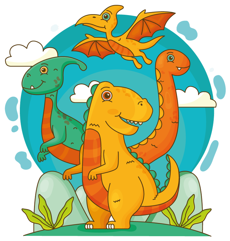 Alfombra vinílica animales dinosaurios en la selva - TenVinilo