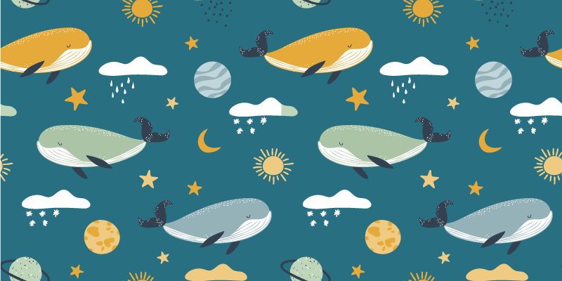 Alfombra vinílica animales diseño de ballenas moderno - TenVinilo