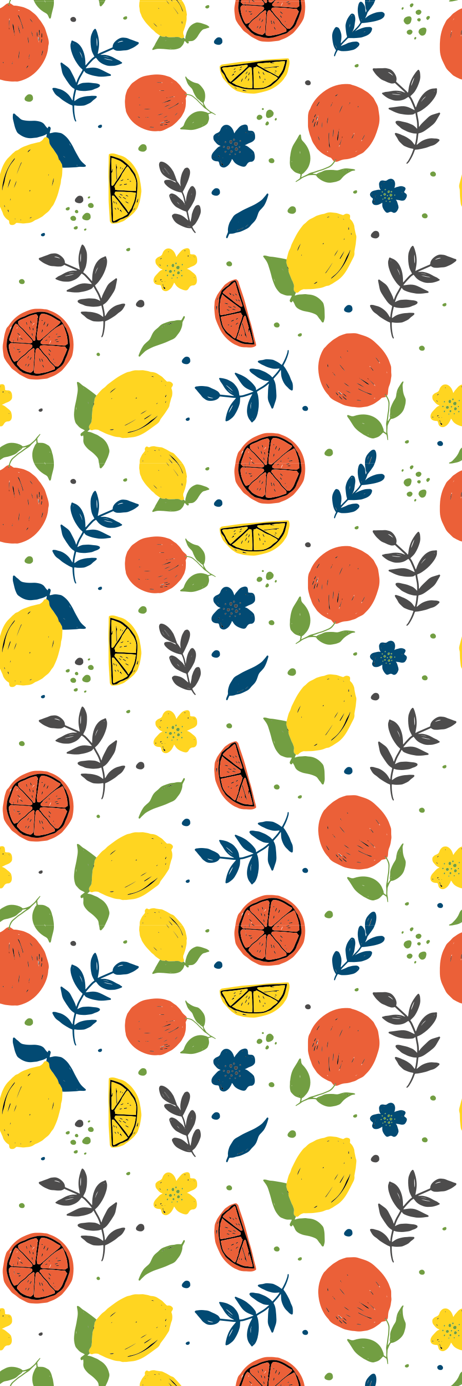 Alfombra vinílica animales frutas cítricas con hojas - TenVinilo