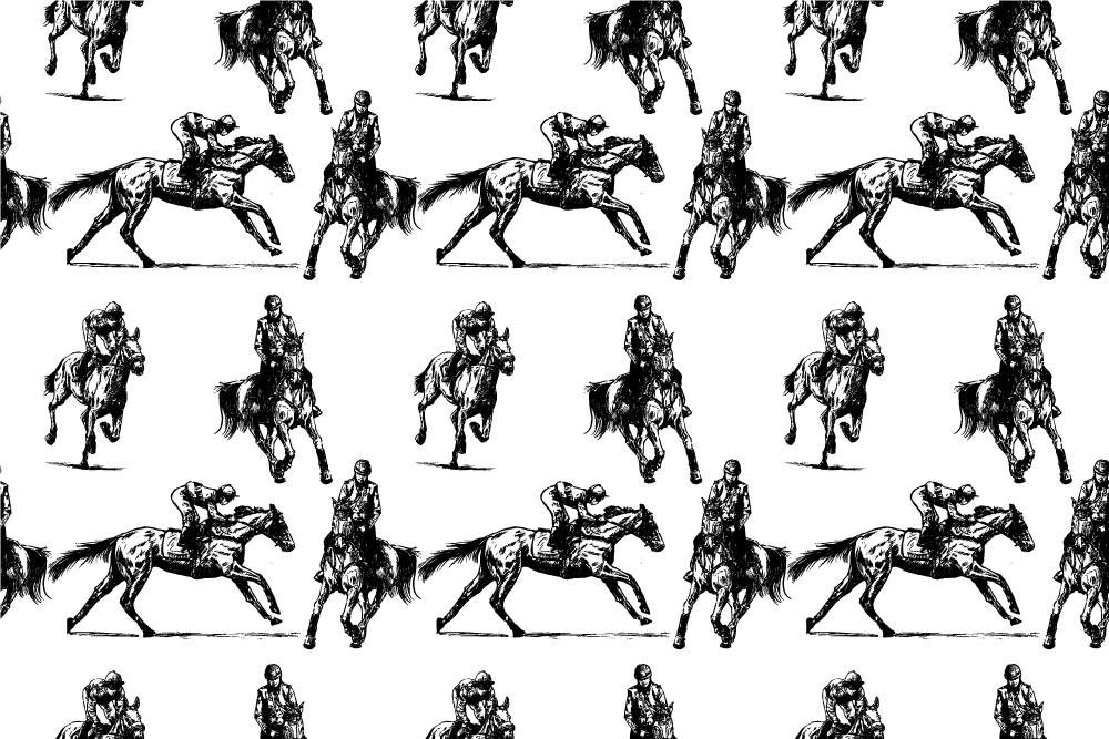 Alfombra vinílica animales patrón caballos blanco y negro - TenVinilo