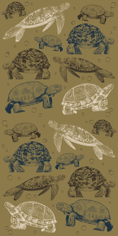 Alfombra vinílica animales tortugas sobre fondo beige - TenVinilo