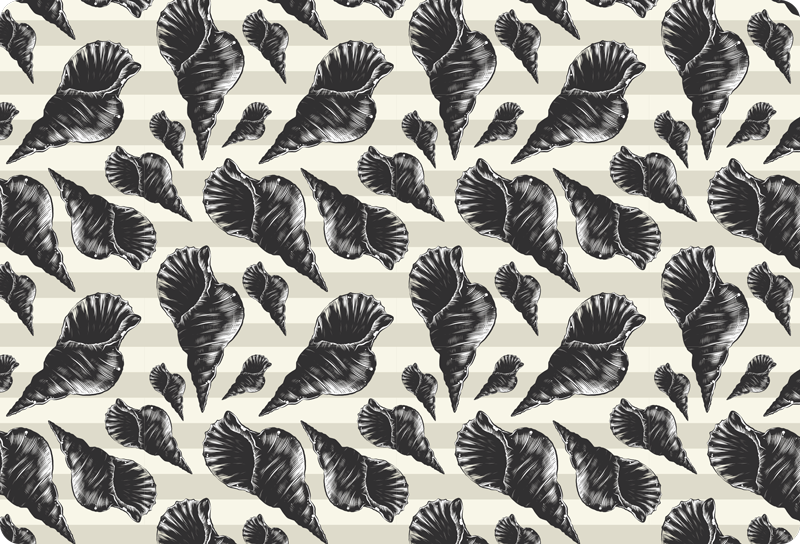 Alfombra vinílica animales con conchas marinas vintage - TenVinilo