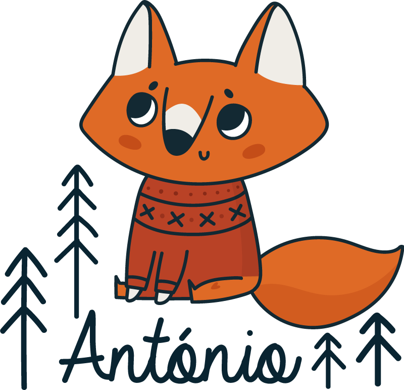 Alfombra vinílica animales zorro nórdico con nombre - TenVinilo