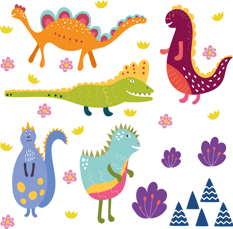 Alfombra vinílica animales set de dinosaurios pintados - TenVinilo