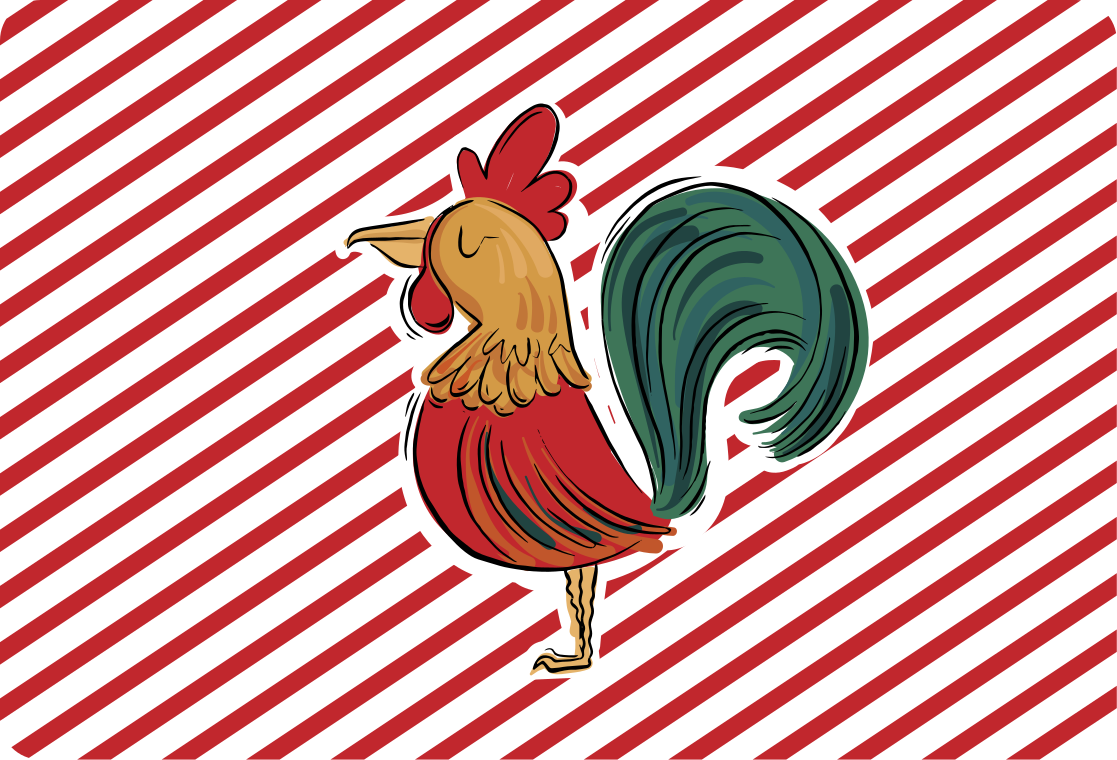Alfombra vinílica animales diseño gallo coloreado - TenVinilo