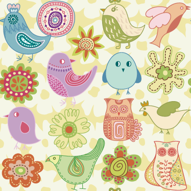 Alfombra vinílica animales motivos de aves coloridas - TenVinilo