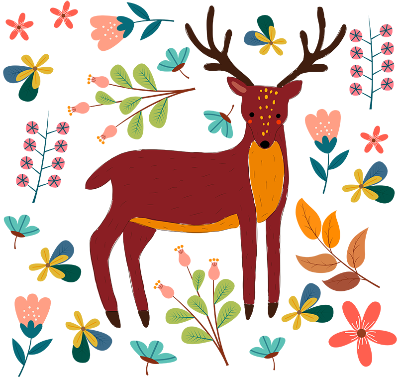 Alfombra vinílica animales ilustración ciervo caprichoso - TenVinilo