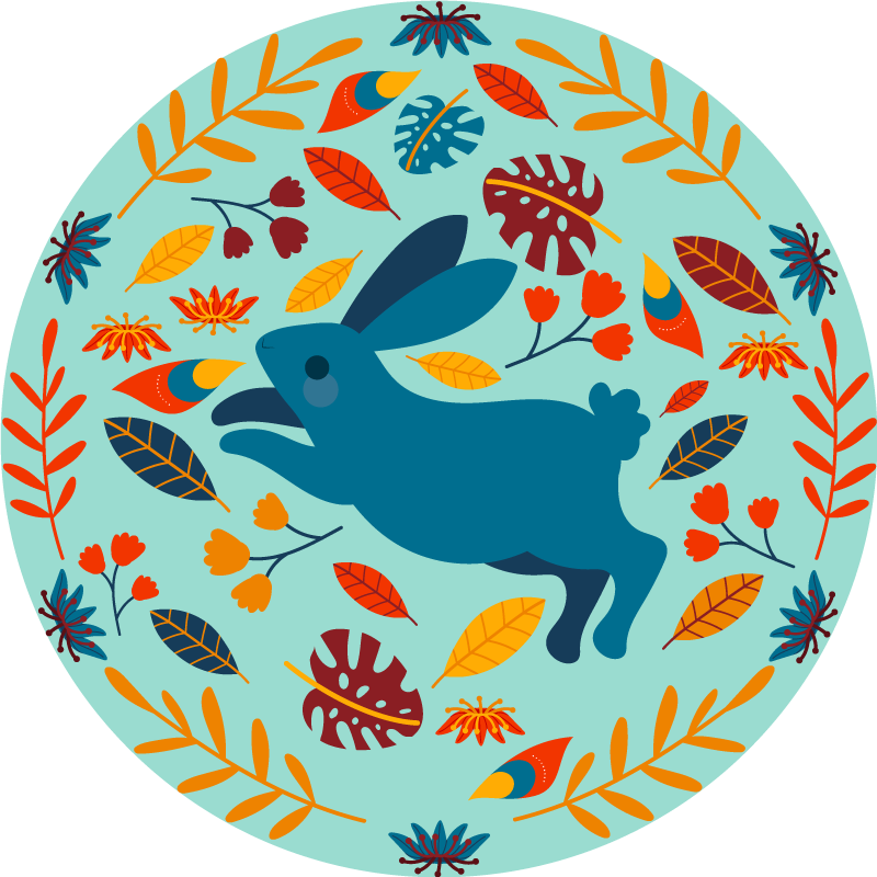 Alfombra vinílica animales ilustración de conejo juguetón - TenVinilo