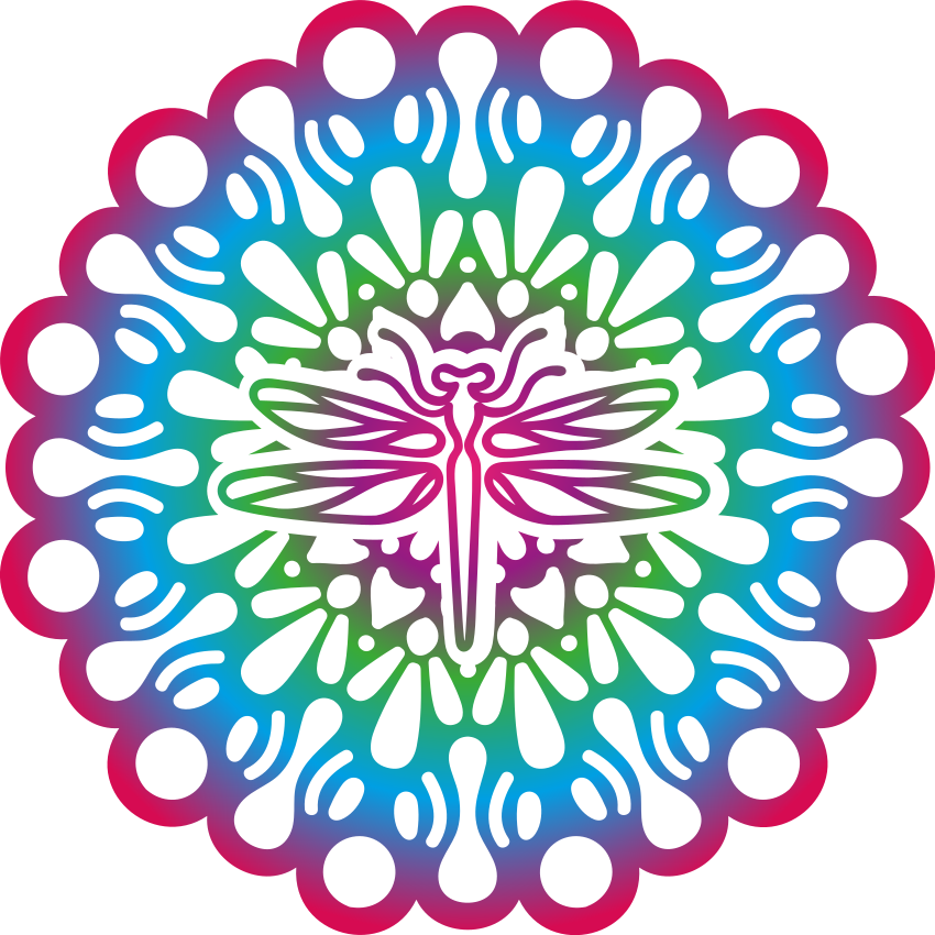 Alfombra vinílica animales mandala de libélulas coloridas - TenVinilo