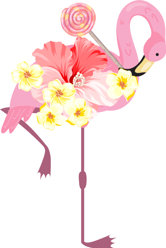 Alfombra vinílica animales diseño floral flamenco - TenVinilo