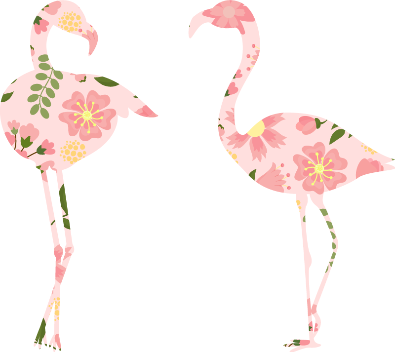 Alfombra vinílica animales patrón floral de flamencos - TenVinilo