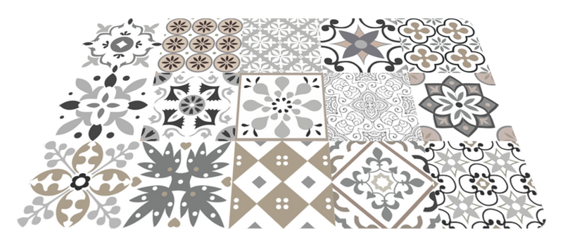 Alfombra vinilo cocina mosaico de azulejos geométricos - TenVinilo