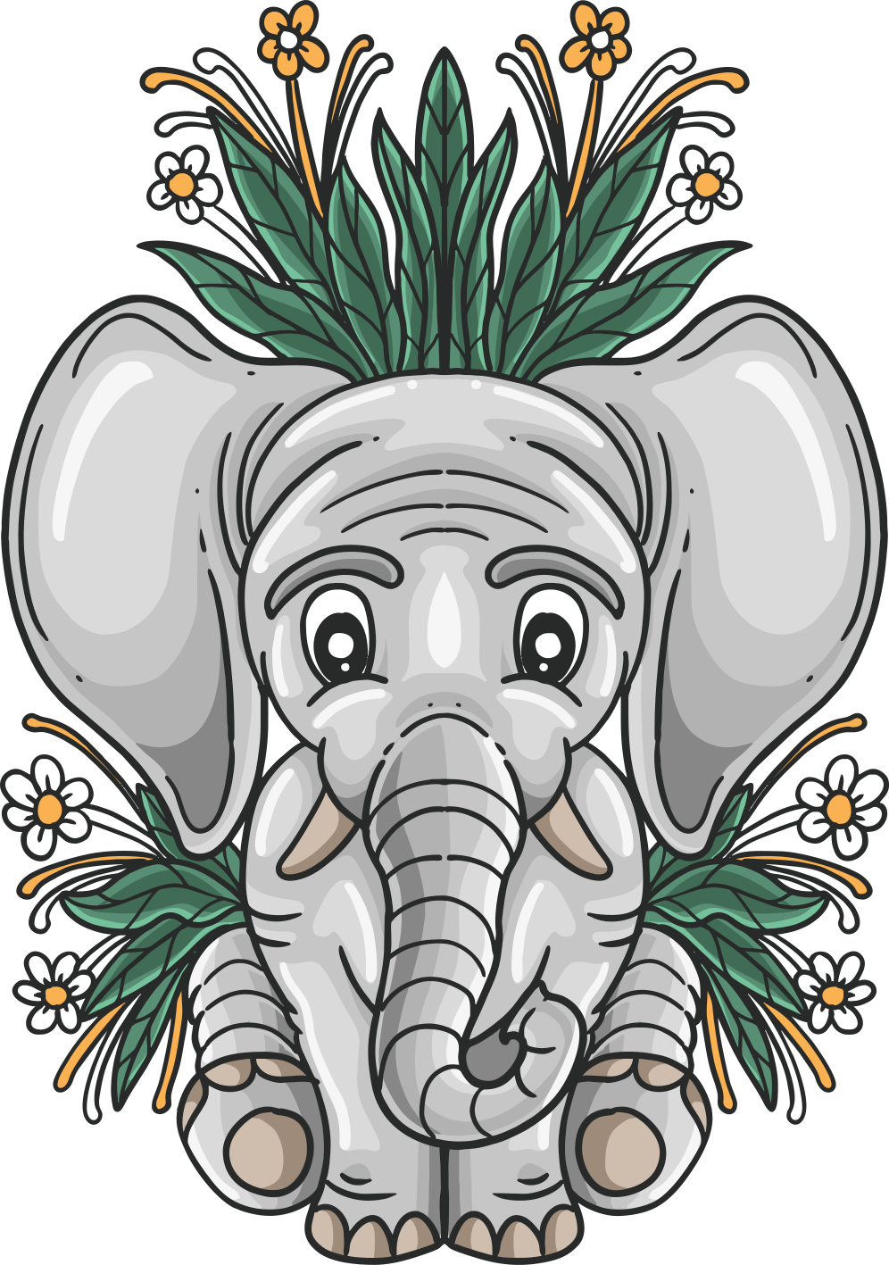 Alfombra vinílica animales ilustración elefante lindo - TenVinilo