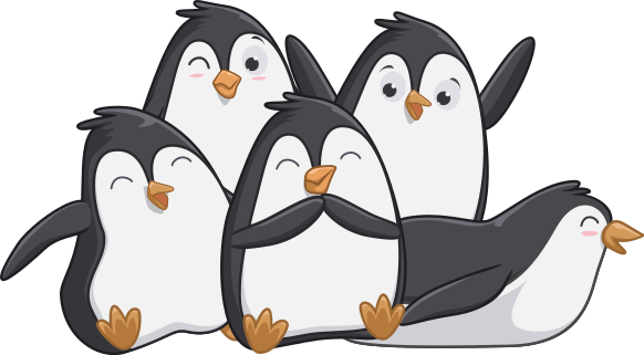 Alfombra vinílica animales familia de pingüinos feliz - TenVinilo