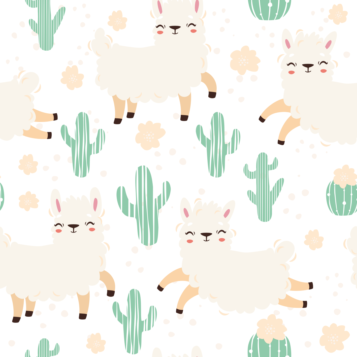 Alfombra vinílica animales llamas y cactus - TenVinilo