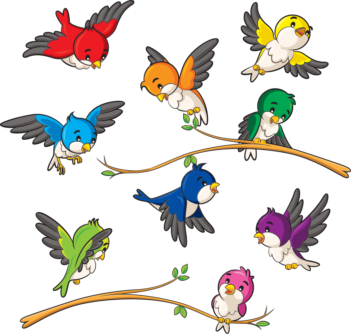 Alfombra vinílica animales pájaros de colores - TenVinilo