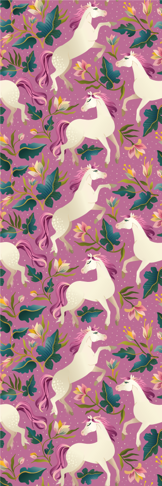 Alfombra vinílica animales diseño de caballo floral rosa - TenVinilo