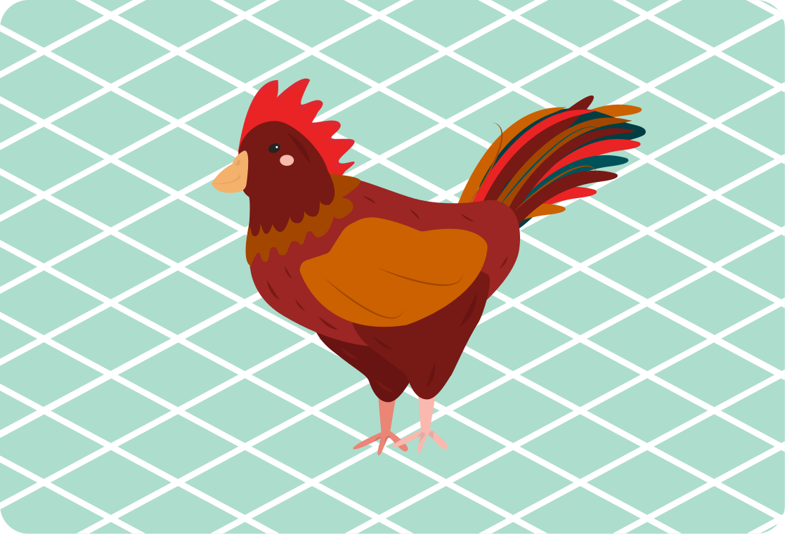 Alfombra vinílica animales gallo rojo de perfil - TenVinilo