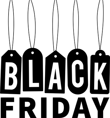 Alfombra vinílica black friday texto en blanco y negro - TenVinilo