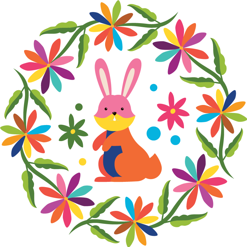 Alfombra vinílica animales diseño de conejo colorido - TenVinilo