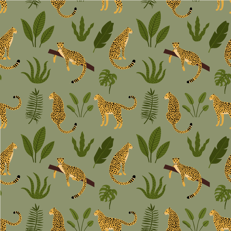 Alfombra vinílica animales selva con patrón de leopardo - TenVinilo