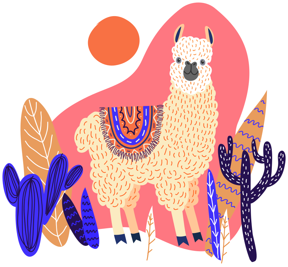 Alfombra vinílica animales llama peruana y cactus - TenVinilo
