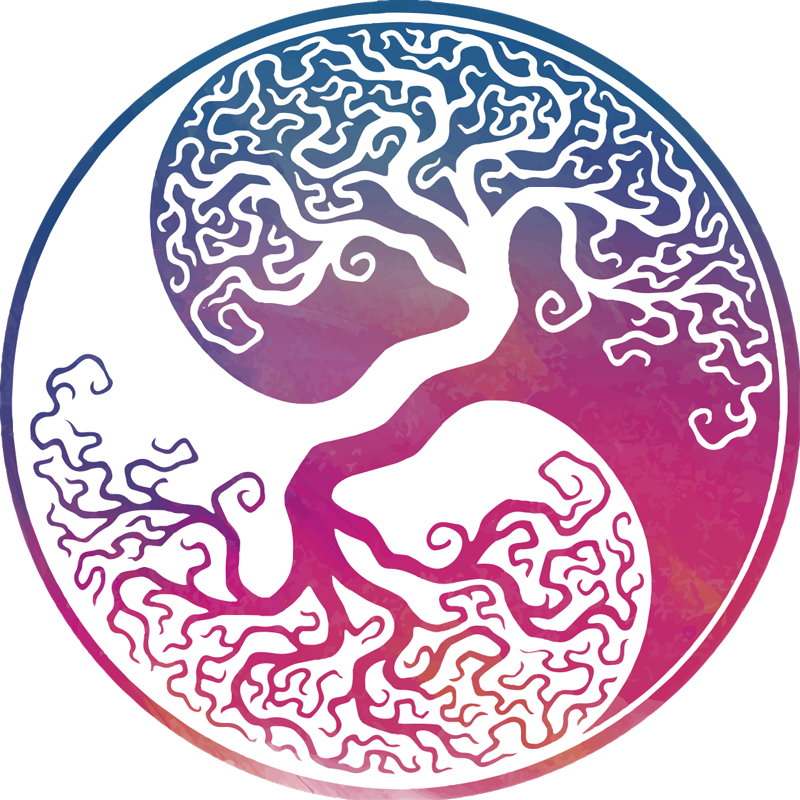 Alfombra vinílica flores árbol de la vida yin yang - TenVinilo