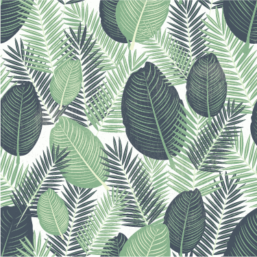 Alfombra vinílica flores plantas grandes verdes - TenVinilo