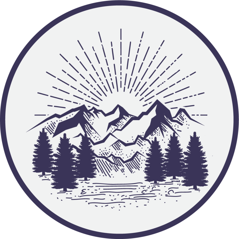 Alfombra vinílica flores paisaje montañoso círculo - TenVinilo