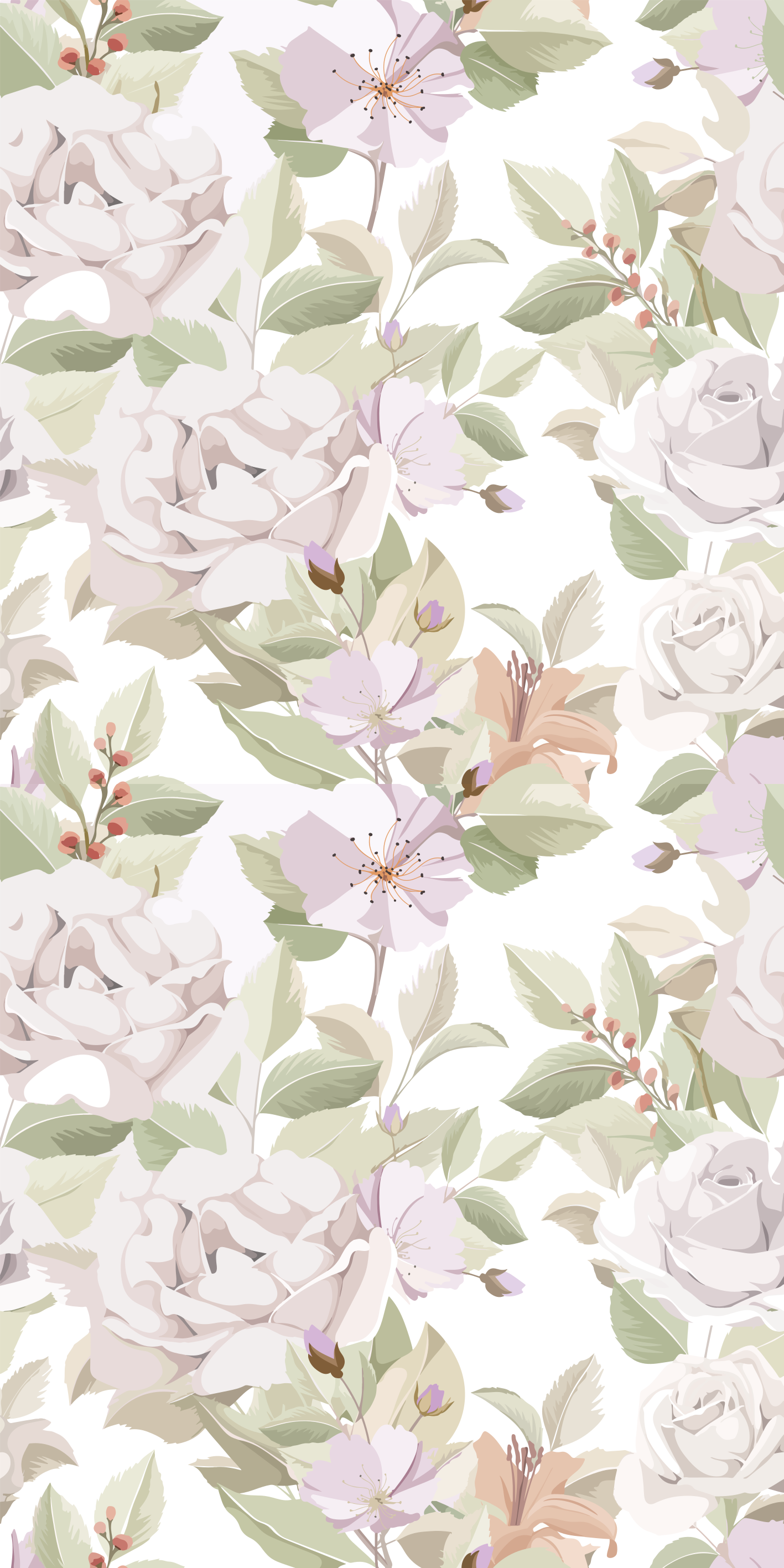 Alfombra vinílica flores patrón floral elegante - TenVinilo