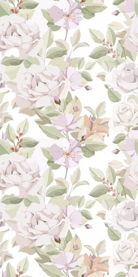 Alfombra vinílica flores patrón floral elegante - TenVinilo