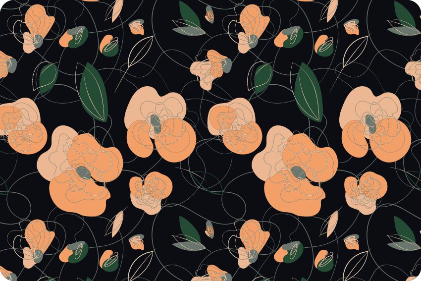 Alfombra vinílica flores patrón fauna y flora oscuro - TenVinilo