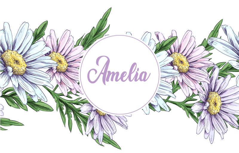 Alfombra vinílica flores diseño de margaritas con nombre - TenVinilo