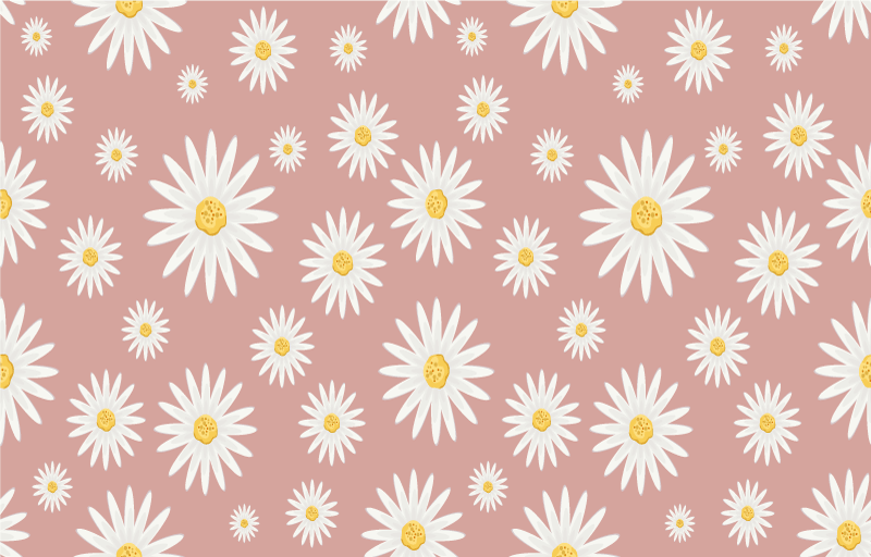 Alfombra vinílica flores patrón de margaritas rosas - TenVinilo