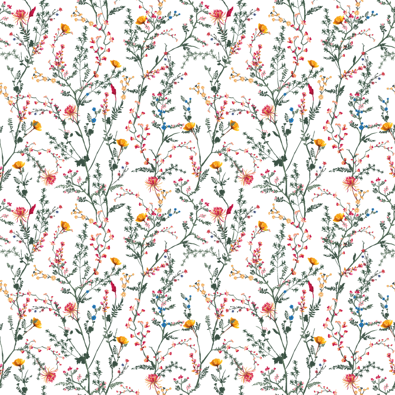 Alfombra vinílica flores jardín minimalista delgado - TenVinilo