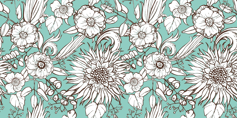 Alfombra vinílica flores patrón girasoles - TenVinilo