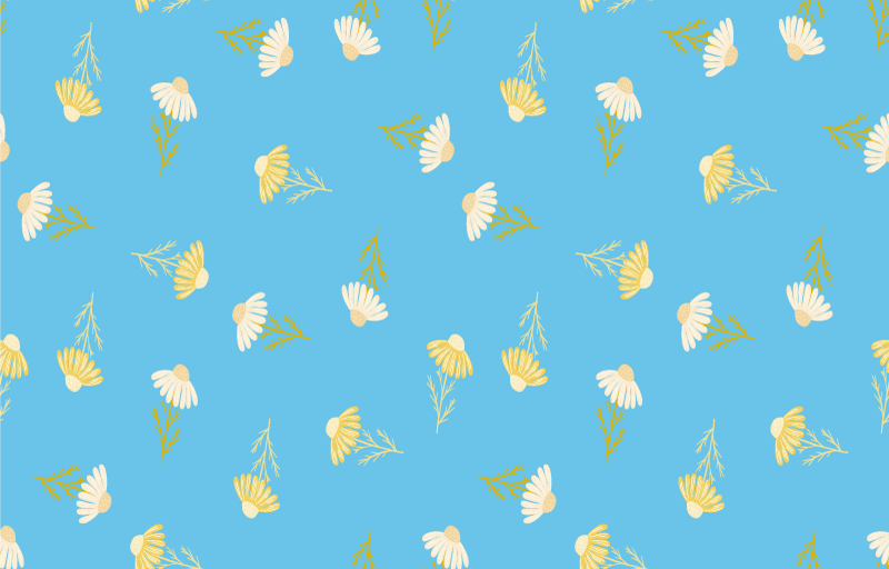 Alfombra vinílica flores fondo azul margaritas - TenVinilo